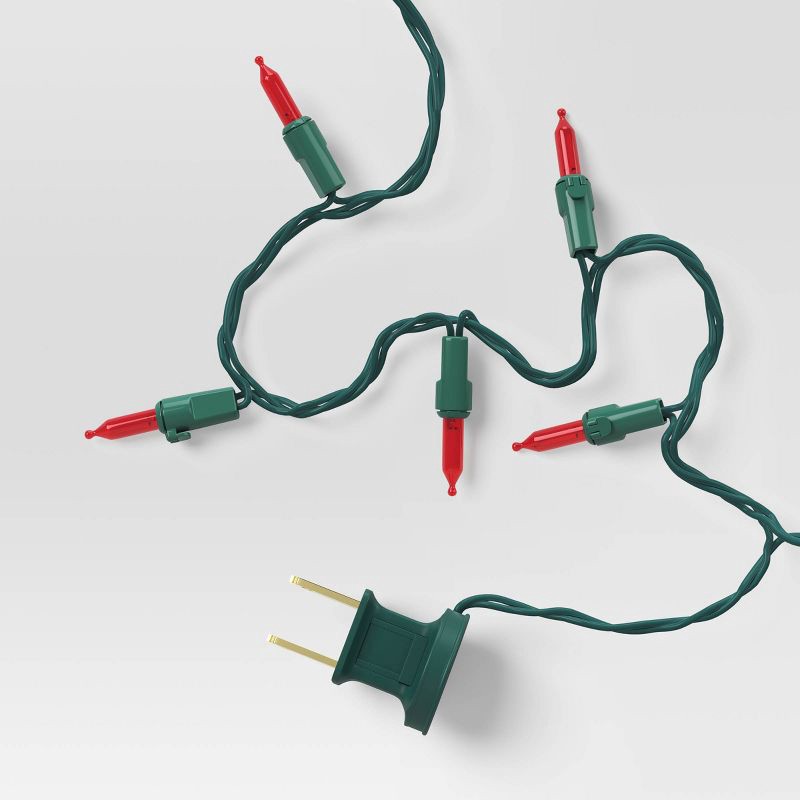 slide 5 of 5, 100ct LED Indoor Outdoor Smooth Mini Christmas String Lights Red with Green Wire - Wondershop™, 100 ct