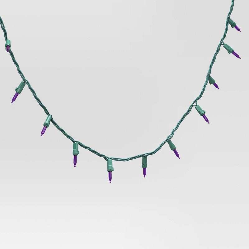 slide 3 of 4, 100ct LED Smooth Mini Christmas String Lights Purple with Green Wire - Wondershop™: Indoor/Outdoor, UL Listed, Electric, 100 ct