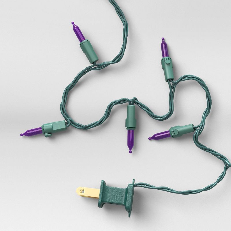 slide 4 of 4, 100ct LED Smooth Mini Christmas String Lights Purple with Green Wire - Wondershop™: Indoor/Outdoor, UL Listed, Electric, 100 ct