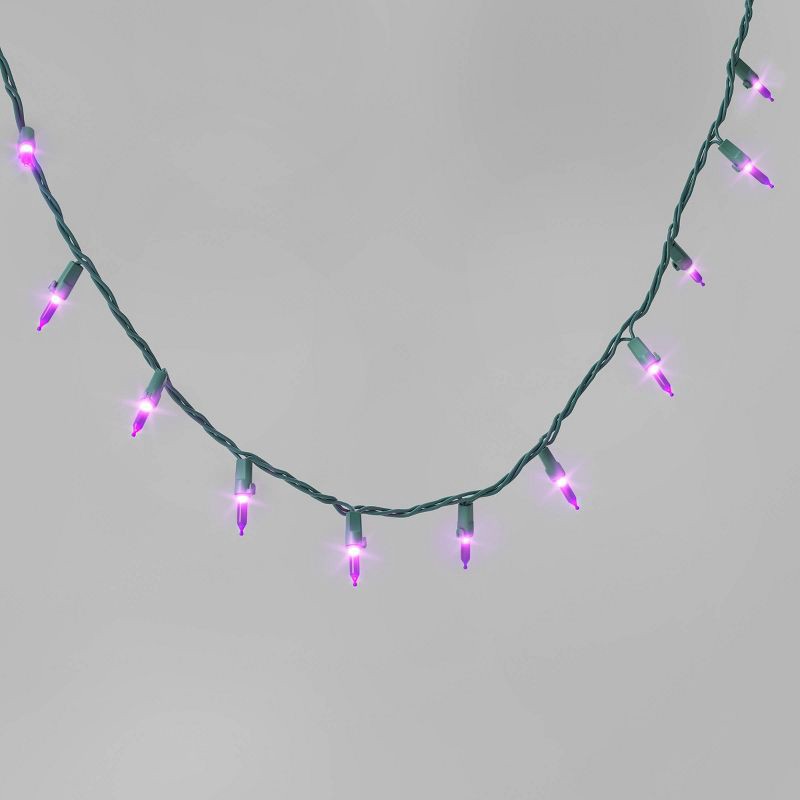 slide 1 of 4, 100ct LED Smooth Mini Christmas String Lights Purple with Green Wire - Wondershop™: Indoor/Outdoor, UL Listed, Electric, 100 ct