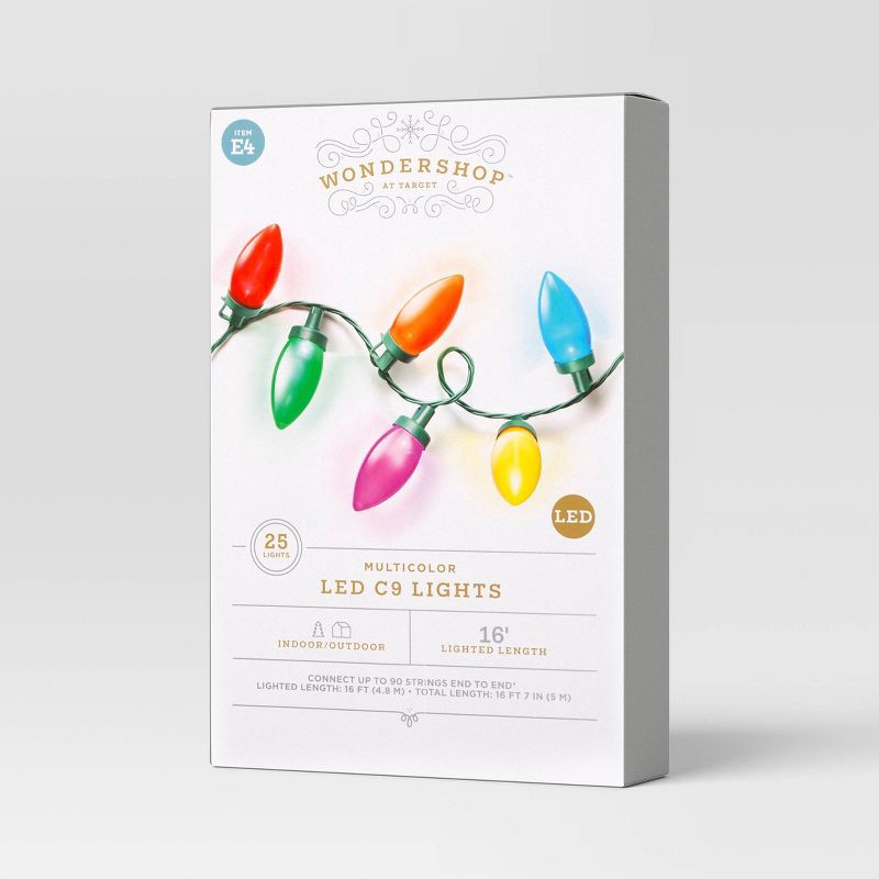 slide 4 of 5, 25ct Christmas LED C9 Classic Glow Christmas String Lights with Green Wire - Wondershop™, 25 ct