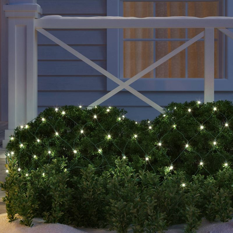 slide 2 of 4, 4'x6' Concave LED Christmas Net String Lights Warm White with Green Wire - Wondershop™, 1 ct