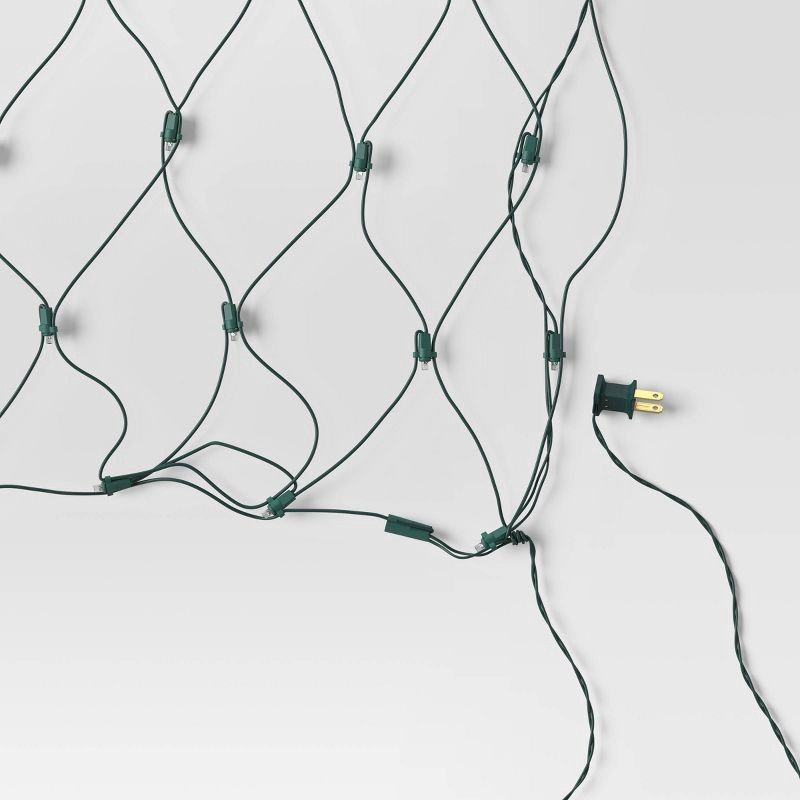 slide 4 of 4, 4'x6' Concave LED Christmas Net String Lights Warm White with Green Wire - Wondershop™, 1 ct
