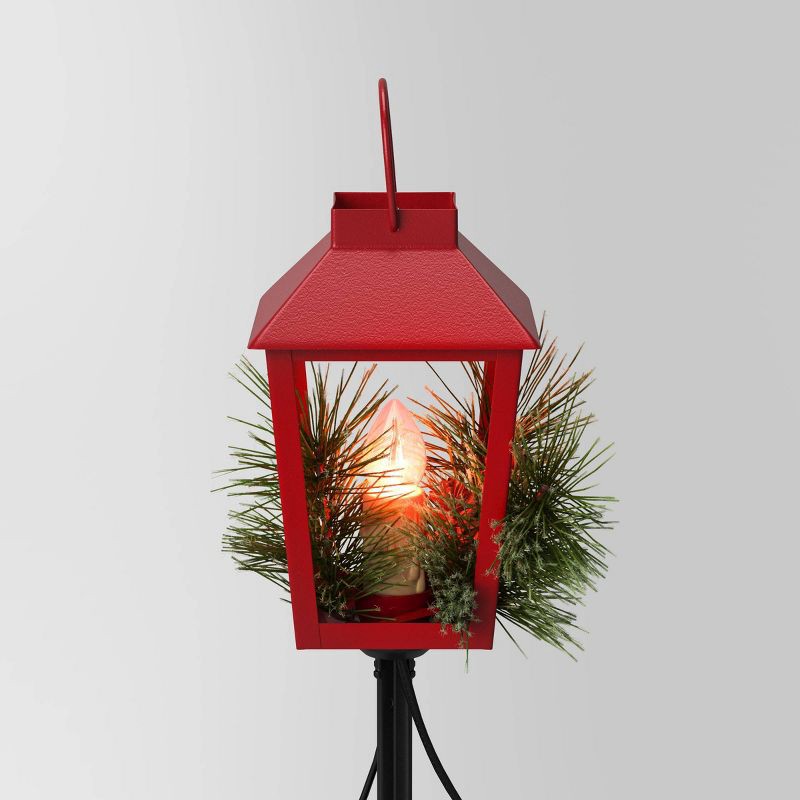 slide 5 of 5, 3pc Incandescent Red Metal Lantern with Greenery Christmas Novelty Path Light Clear - Wondershop™: UL Listed, Festive Outdoor Decor, 3 ct