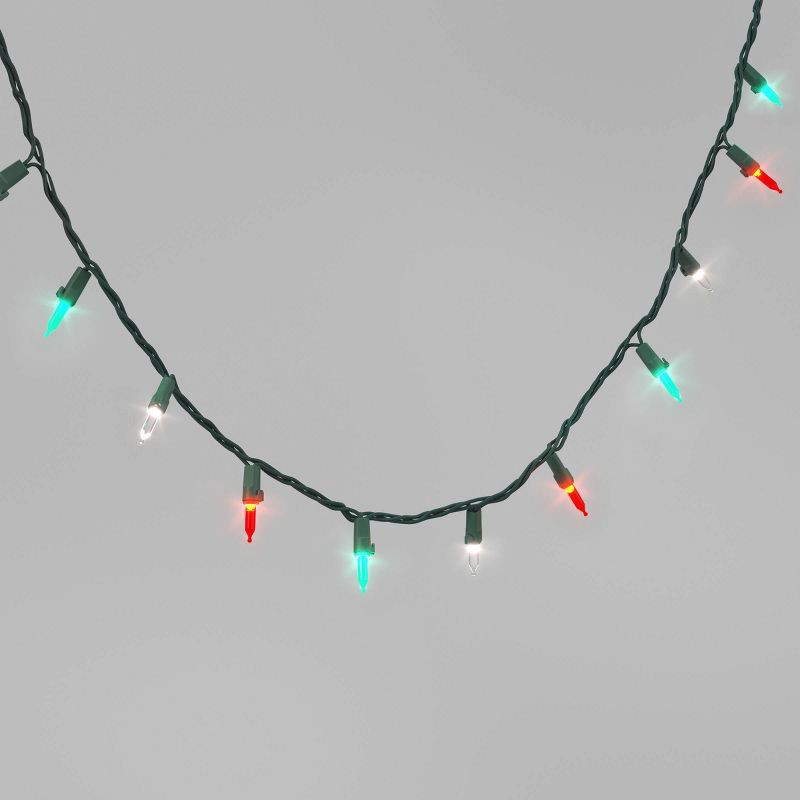 slide 1 of 4, 100ct LED Smooth Mini Christmas String Lights Red/Green/Warm White with Green Wire - Wondershop™: Indoor/Outdoor, UL Listed, 100 ct