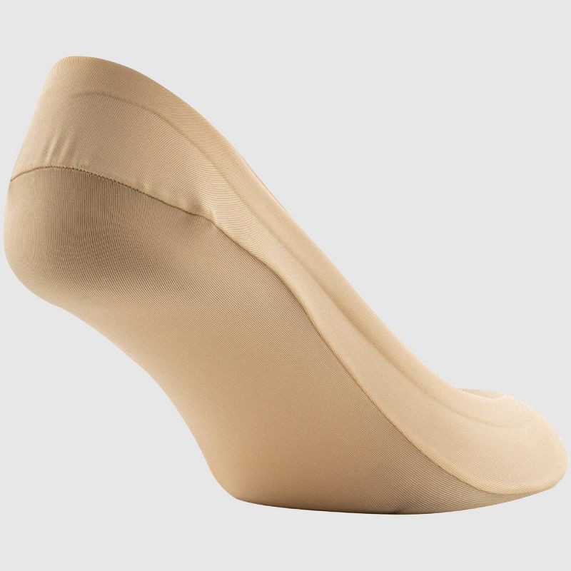 slide 3 of 8, Peds Women's 2pk V Neck Super Low Cut Liner Socks - Black/Nude 5-10: Nylon Spandex Knit, Hidden Gel Heel Grip, 2 ct