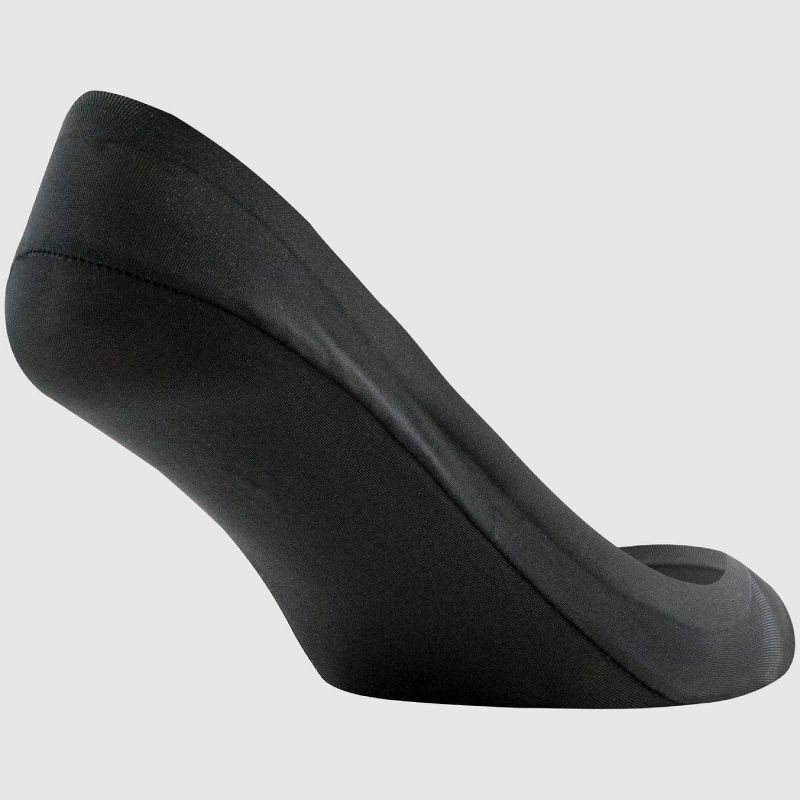 slide 4 of 8, Peds Women's 2pk V Neck Super Low Cut Liner Socks - Black/Nude 5-10: Nylon Spandex Knit, Hidden Gel Heel Grip, 2 ct