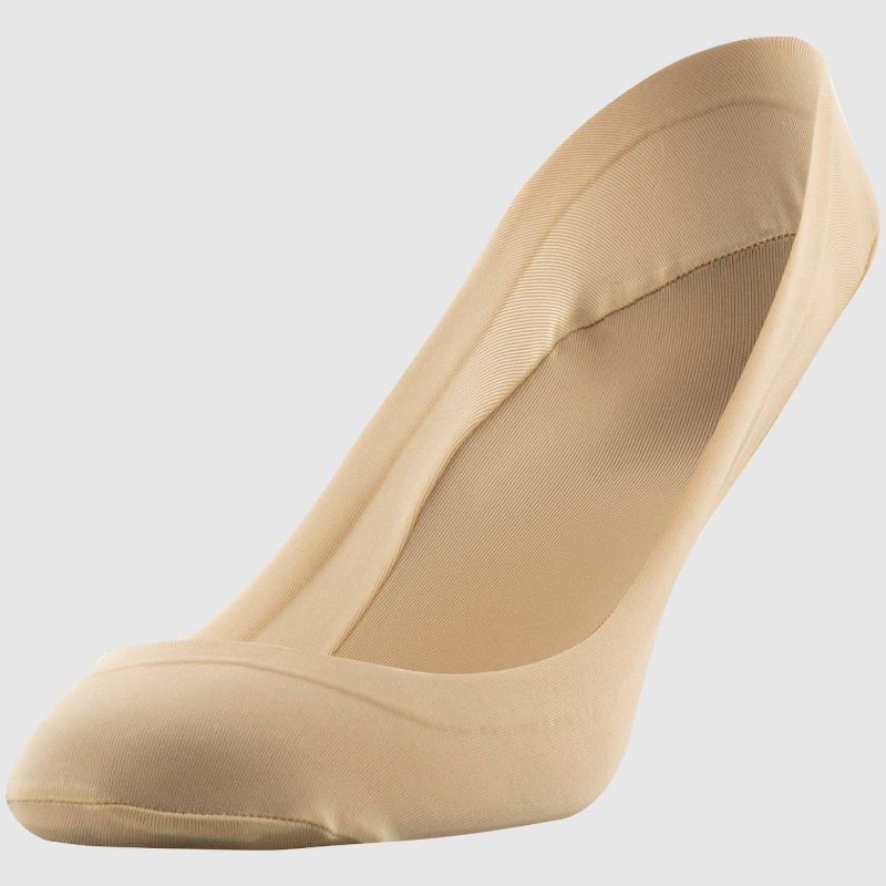 slide 5 of 8, Peds Women's 2pk V Neck Super Low Cut Liner Socks - Black/Nude 5-10: Nylon Spandex Knit, Hidden Gel Heel Grip, 2 ct