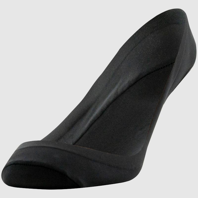 slide 6 of 8, Peds Women's 2pk V Neck Super Low Cut Liner Socks - Black/Nude 5-10: Nylon Spandex Knit, Hidden Gel Heel Grip, 2 ct