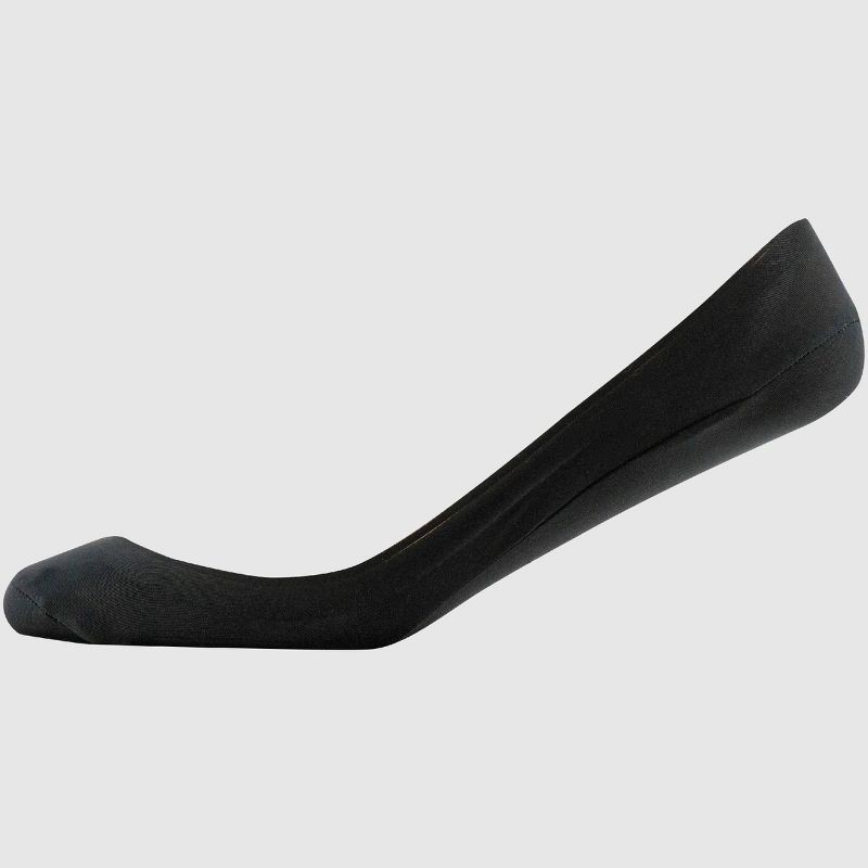 slide 8 of 8, Peds Women's 2pk V Neck Super Low Cut Liner Socks - Black/Nude 5-10: Nylon Spandex Knit, Hidden Gel Heel Grip, 2 ct