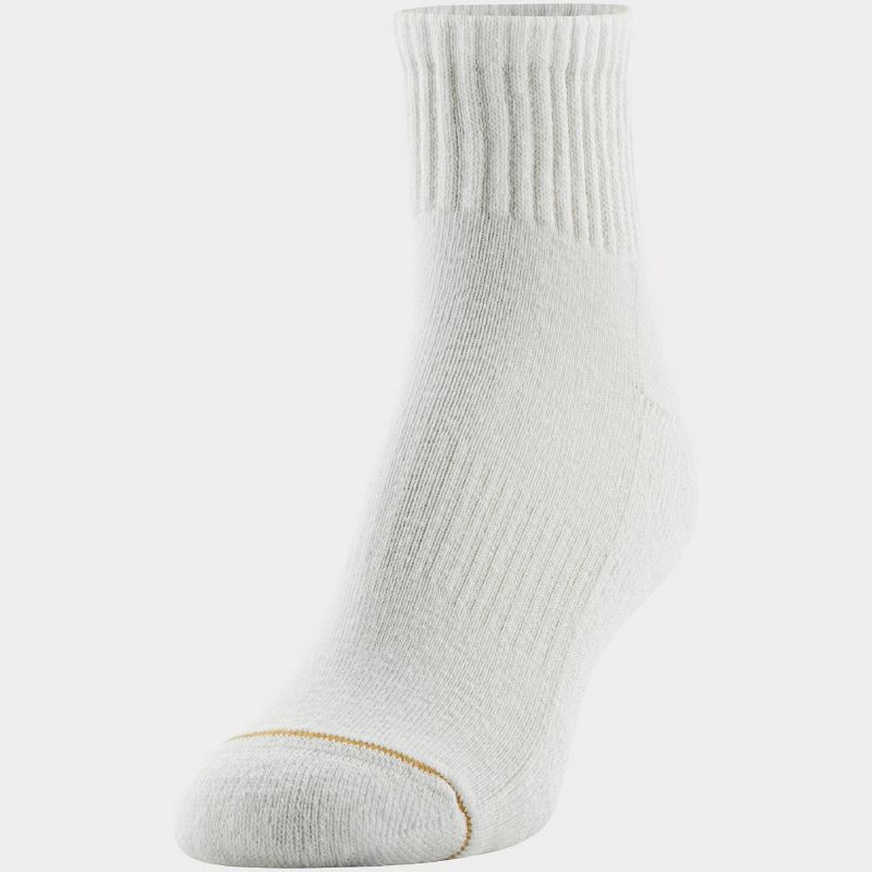 slide 4 of 6, All Pro Women's 6pk Quarter Cotton Socks - White 4-10: Arch Support, Cushioned Sole, Moisture Wicking, 6 ct