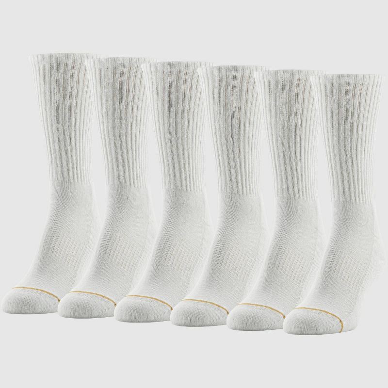 slide 1 of 5, All Pro Women's 6pk Crew Cotton Socks - White 4-10: Arch Support, Cushioned Sole, Moisture Wicking, 6 ct