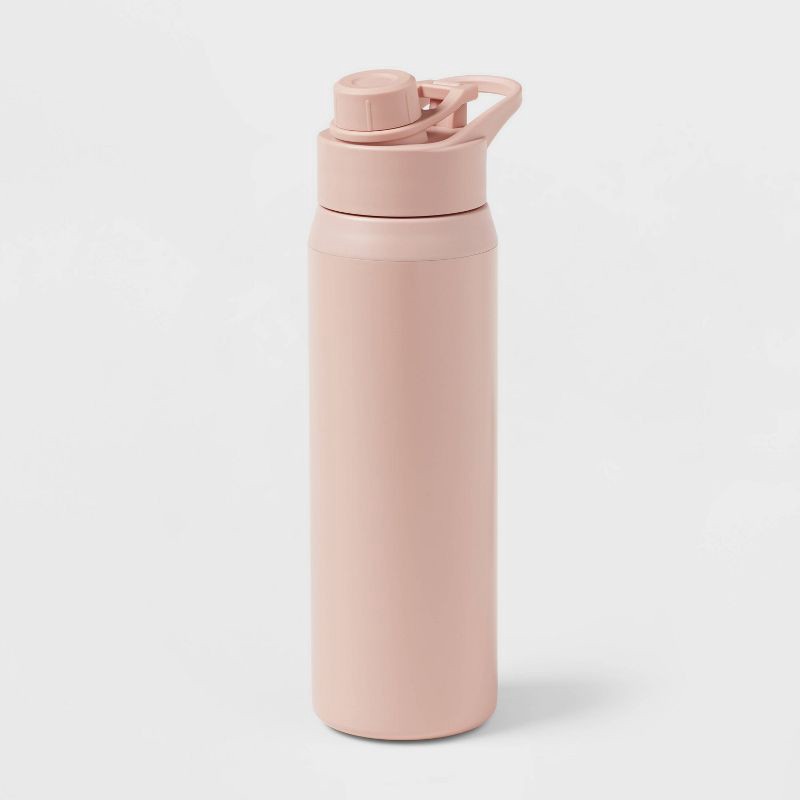 slide 1 of 3, 24oz Stainless Steel Chug Water Bottle Pink - Room Essentials™, 24 oz