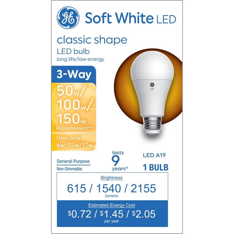 slide 1 of 4, GE Household Lighting GE 3-Way A19 LED Soft White Light Bulb, 1 ct