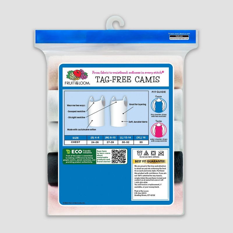 slide 3 of 5, Fruit of the Loom Girls' 5pk Cami - Colors May Vary L, 5 ct