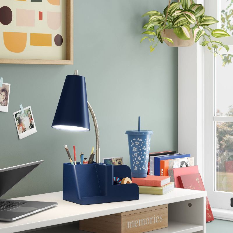 slide 3 of 6, Organizer Task Lamp Navy Blue (Includes LED Light Bulb) - Room Essentials, 1 ct