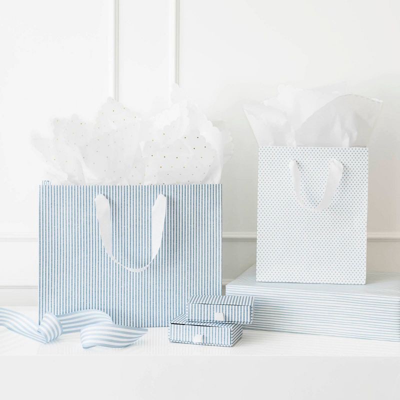 slide 2 of 4, Sugar Paper + Target Medium Chambray Striped Gift Bag Blue/White - Sugar Paper™ + Target, 1 ct