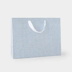 Sugar Paper + Target Medium Chambray Striped Gift Bag Blue/White - Sugar Paper™ + Target