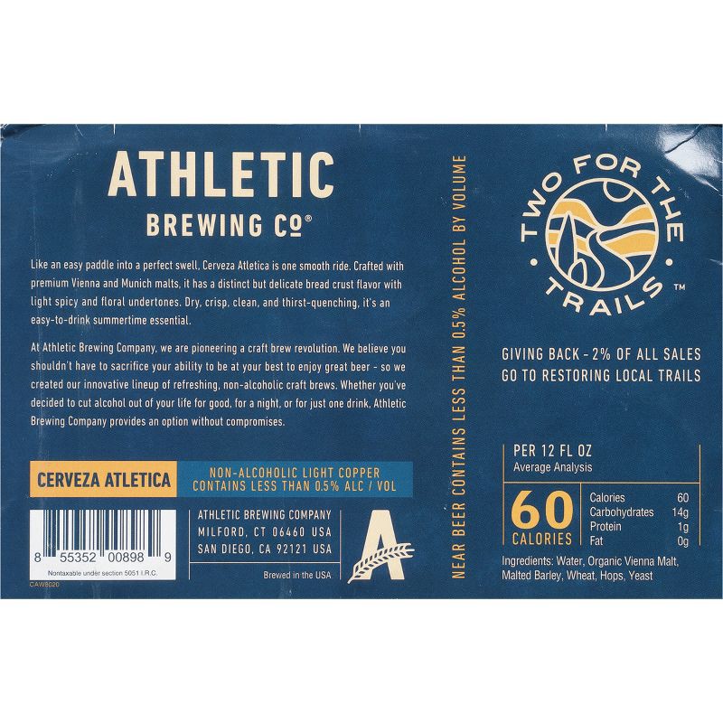 slide 4 of 5, Athletic Brewing Co Athletic Brewing Cerveza Atletica NA Light Copper - 6pk/12 fl oz Cans, 6 ct; 12 fl oz