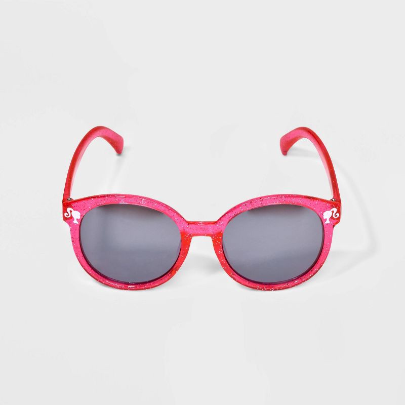 slide 1 of 3, Girls' Barbie Round Sunglasses - Pink, 1 ct