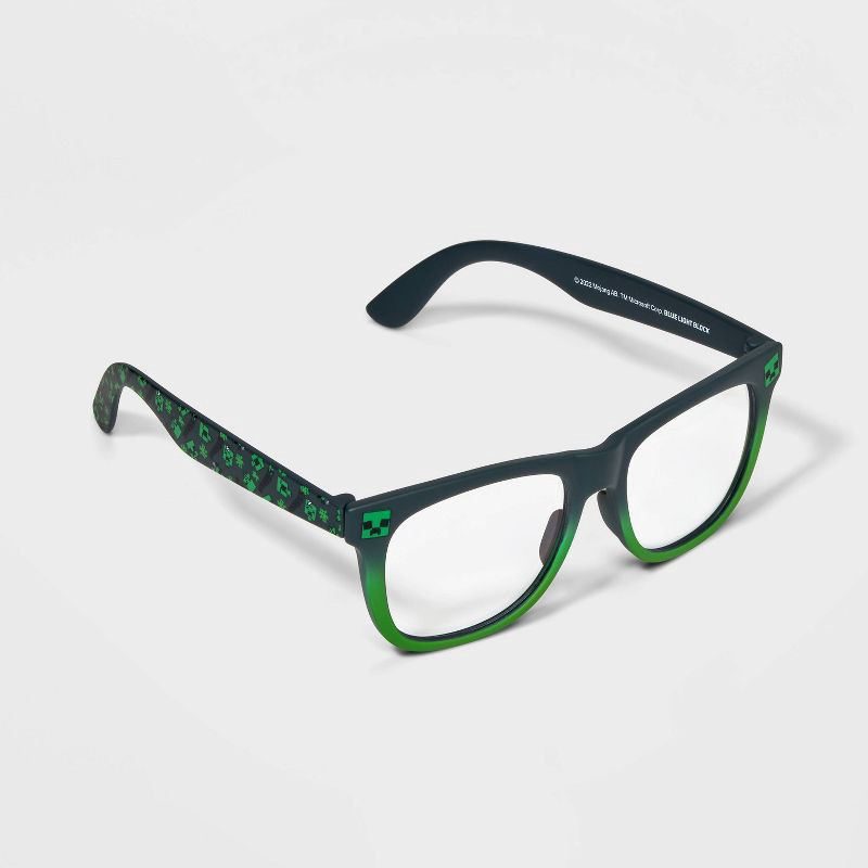 slide 3 of 4, Boys' Minecraft Blue Light Square Glasses - Green, 1 ct