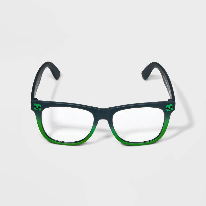 slide 1 of 4, Boys' Minecraft Blue Light Square Glasses - Green, 1 ct