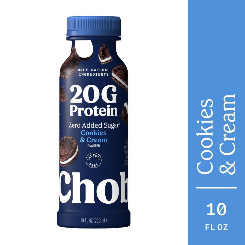 slide 6 of 8, Chobani 20g Protein Cookies & Cream Yogurt Drink- 20g Protein 10 fl oz, 20 gram, 20 gram, 10 fl oz
