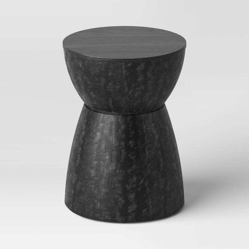 slide 3 of 4, Prisma Accent Table Black - Threshold™: Rubberwood No Assembly Required, Round Shape, 1 ct