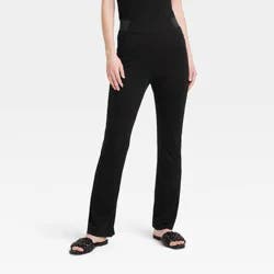 Women's High Waisted Ponte Flare Leggings with Pockets - A New Day™ Black L: Mid Rise, Power Stretch, Fashion Pants