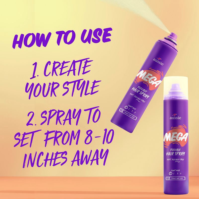 slide 6 of 8, Aussie Mega Hair Spray - 10oz, 10 oz