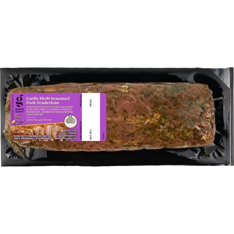 slide 1 of 3, Garlic & Herb Seasoned Pork Tenderloin - 1-1.5lbs - price per lb - Good & Gather™, per lb