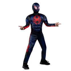 Marvel Kids' Spider-Man Miles Morales Halloween Costume Jumpsuit with Mask M