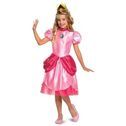 Nintendo Kids' Super Mario Princess Peach Halloween Costume Dress with Headpiece 7-8