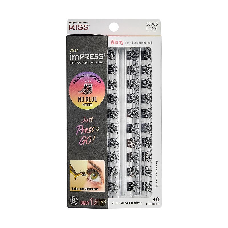 slide 1 of 10, KISS Products imPRESS Press-On Self Adhesive Eyelashes Refill - Wispy - 30ct, 30 ct
