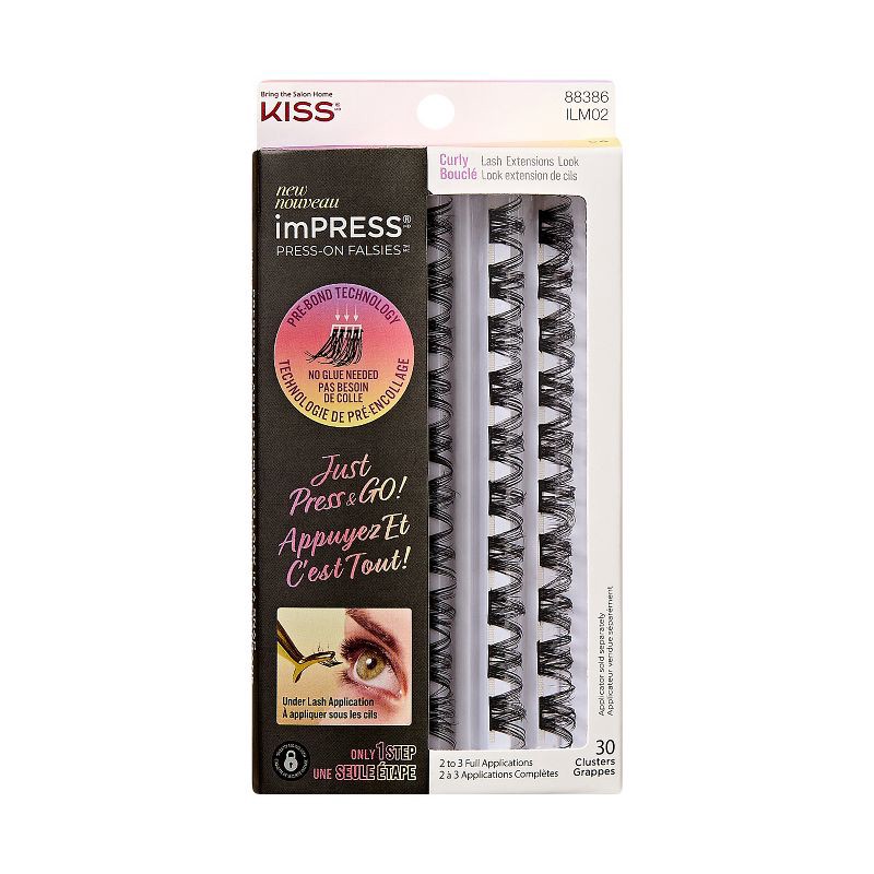 slide 1 of 11, KISS Products imPRESS Press-On Self Adhesive Eyelashes Refill - Curly - 30ct, 30 ct