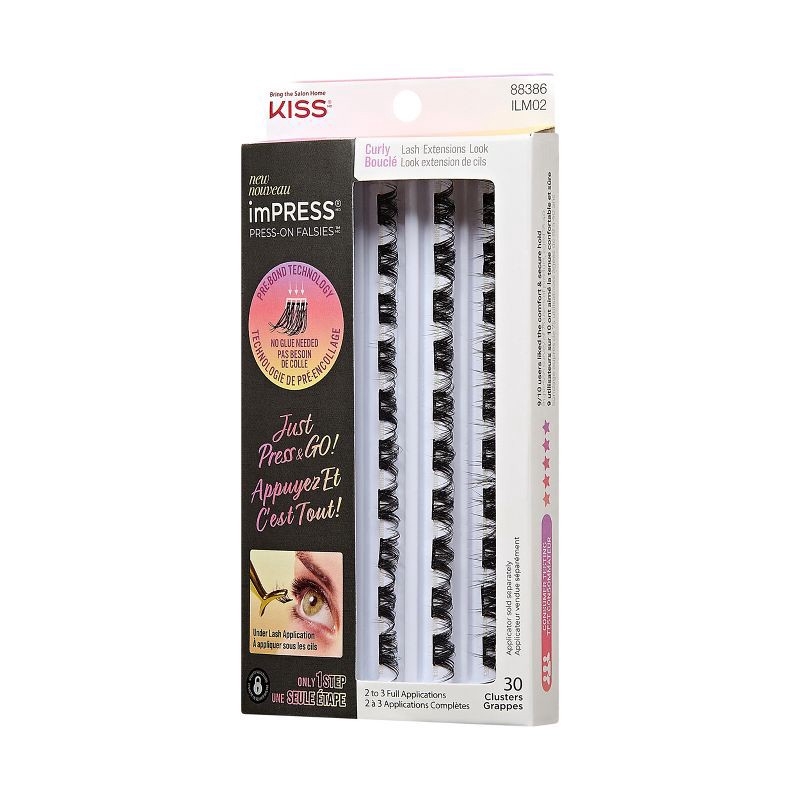 slide 11 of 11, KISS Products imPRESS Press-On Self Adhesive Eyelashes Refill - Curly - 30ct, 30 ct