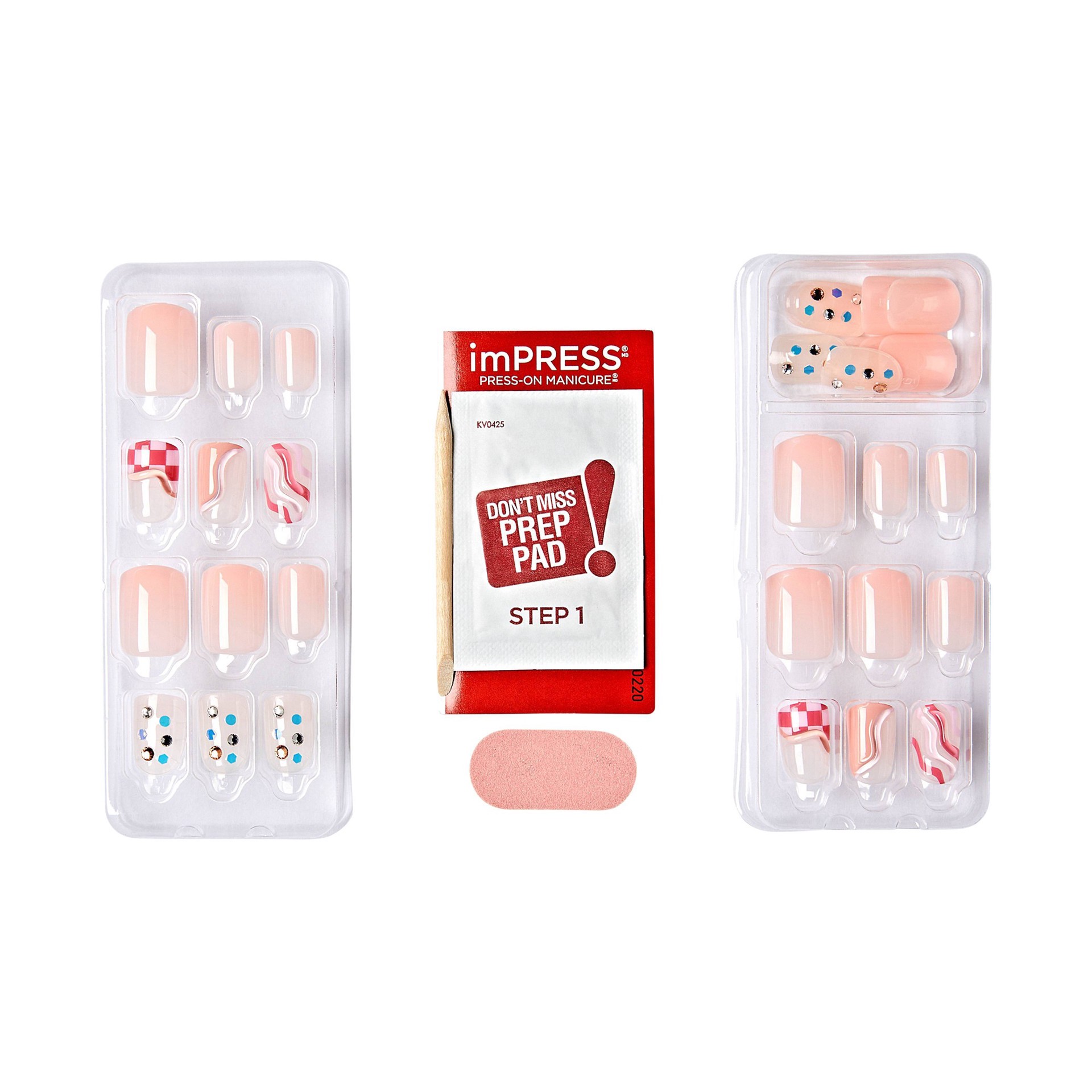 slide 11 of 13, imPRESS KISS imPRESS Premium Short Square Press-On Nails, Glossy Orange, 30 Pieces, 1 ct