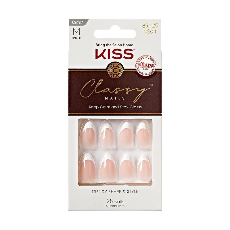 slide 1 of 10, KISS Products Classy Press-On Fake Nails - Medium Almond - Dashing - 28ct, 28 ct