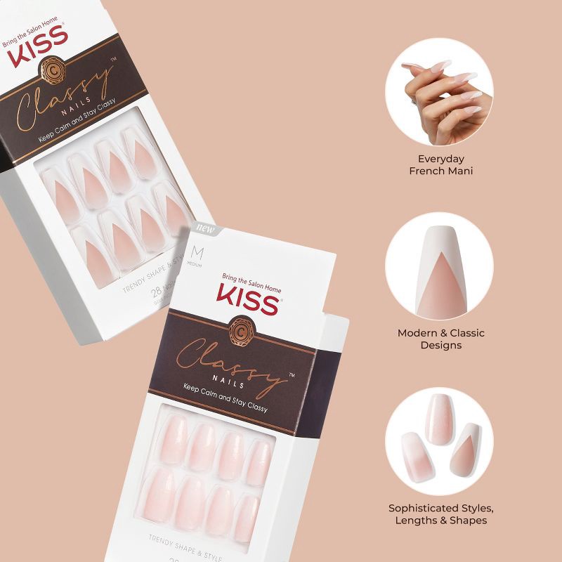 slide 6 of 10, KISS Products Classy Press-On Fake Nails - Medium Almond - Dashing - 28ct, 28 ct
