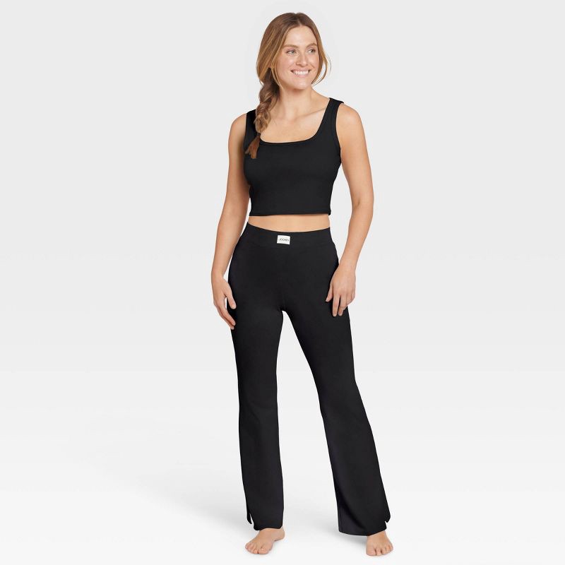 slide 3 of 5, Jockey Generation™ Women's Organic Flare Pants - Black S: Knit Pull-On Mid Rise, Wide Leg, 1 ct