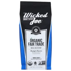 Wicked Joe Coffee Co. Organic Whole Bean Medium-Dark Roast Big House Coffee 12 oz