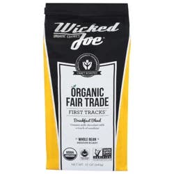 Wicked Joe Coffee Co. Organic Whole Bean Medium Roast Breakfast Blend Coffee 12 oz