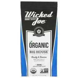 Wicked Joe Coffee Co. Organic Ground Medium-Dark Roast Big House Coffee 12 oz