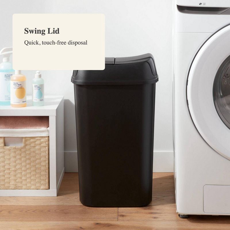 slide 4 of 4, 13.3gal Pivot Lid Waste Can Black - Brightroom™: Kitchen Trash Can, Swing Lid, 13 Gallon Capacity, Indoor Use, 13.3 gal, 13 gal