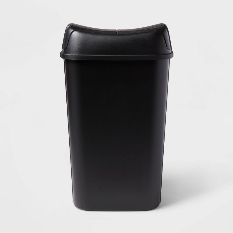 slide 1 of 4, 13.3gal Pivot Lid Waste Can Black - Brightroom™: Kitchen Trash Can, Swing Lid, 13 Gallon Capacity, Indoor Use, 13.3 gal, 13 gal
