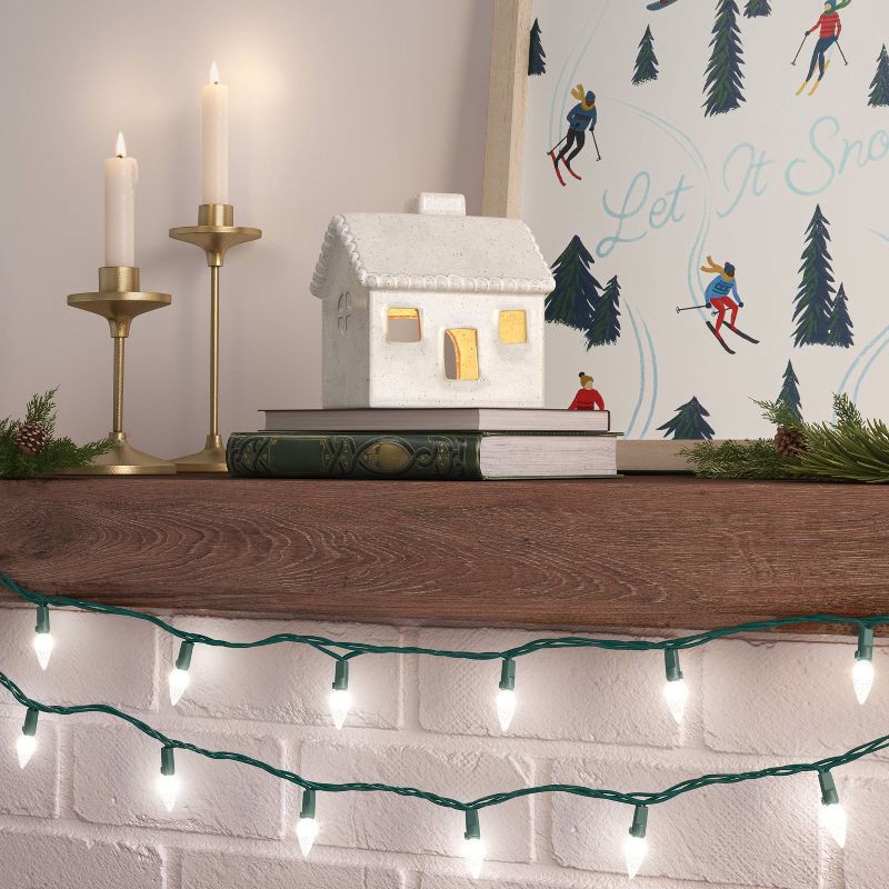 slide 2 of 4, 60ct LED Faceted C6 Christmas String Lights Twinkling Warm White with Green Wire - Wondershop™: Indoor/Outdoor, UL Listed, 60 ct