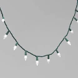 60ct LED Faceted C6 Christmas String Lights Twinkling Warm White with Green Wire - Wondershop™: Indoor/Outdoor, UL Listed