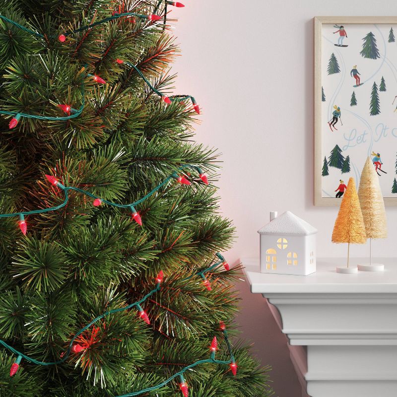 slide 2 of 5, 60ct LED Indoor Outdoor C6 Faceted Christmas String Lights Red with Green Wire - Wondershop™, 60 ct