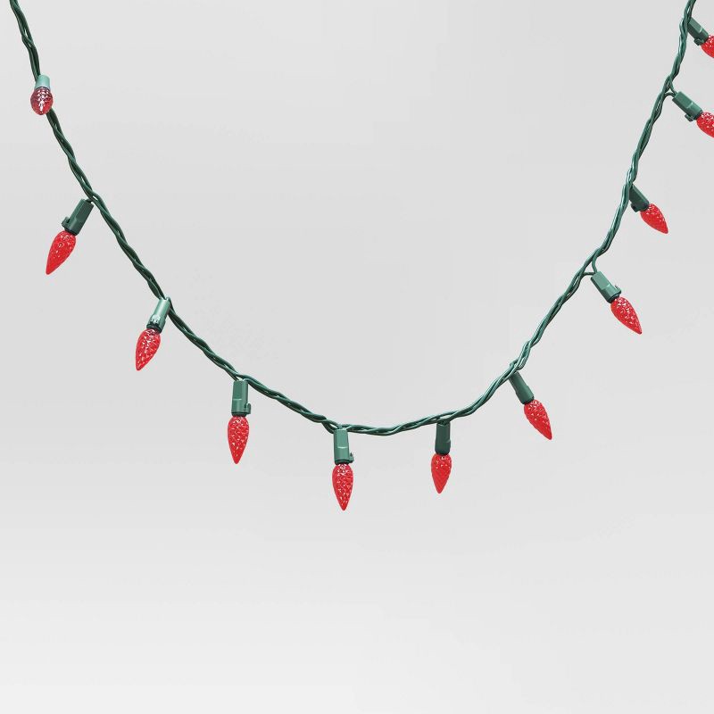 slide 3 of 5, 60ct LED Indoor Outdoor C6 Faceted Christmas String Lights Red with Green Wire - Wondershop™, 60 ct