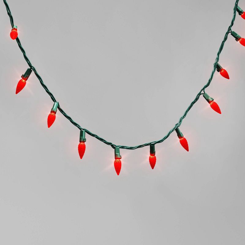 slide 1 of 5, 60ct LED Indoor Outdoor C6 Faceted Christmas String Lights Red with Green Wire - Wondershop™, 60 ct